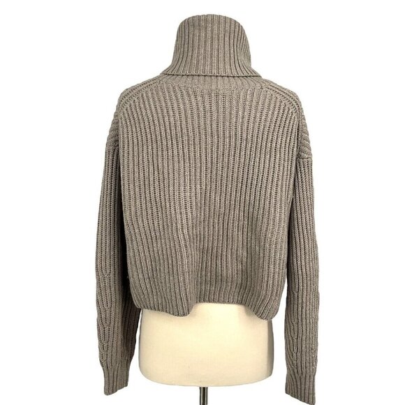 Babaton Guell Turtleneck Sweater Turner Taupe Size S Cropped 100% Merino Wool - Picture 4 of 9